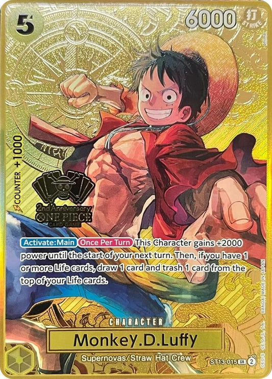 Monkey.D.Luffy (One Piece Japanese Version 2nd Anniversary Set) - One Piece Promotion Cards - SR - ST13-015