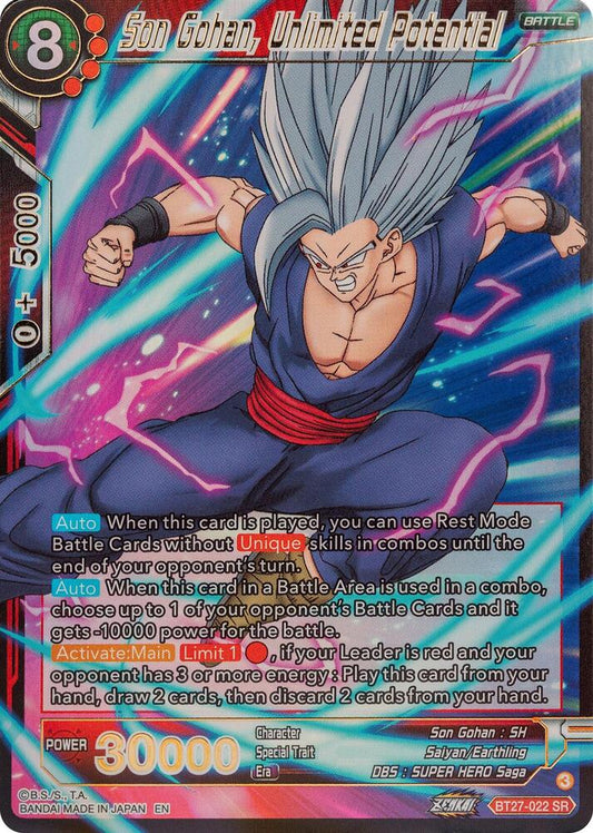 Son Gohan, Unlimited Potential - History of Z - Super Rare - BT27-022