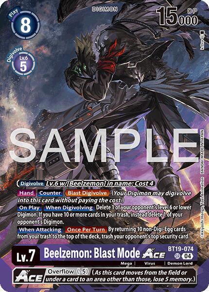 Beelzemon: Blast Mode ACE - Limited Card Pack -Billion Bullet- - Super Rare - BT19-074 SR
