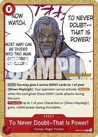 To Never Doubt--That Is Power! - Legacy of the Master Release Event Cards - C - OP12-016