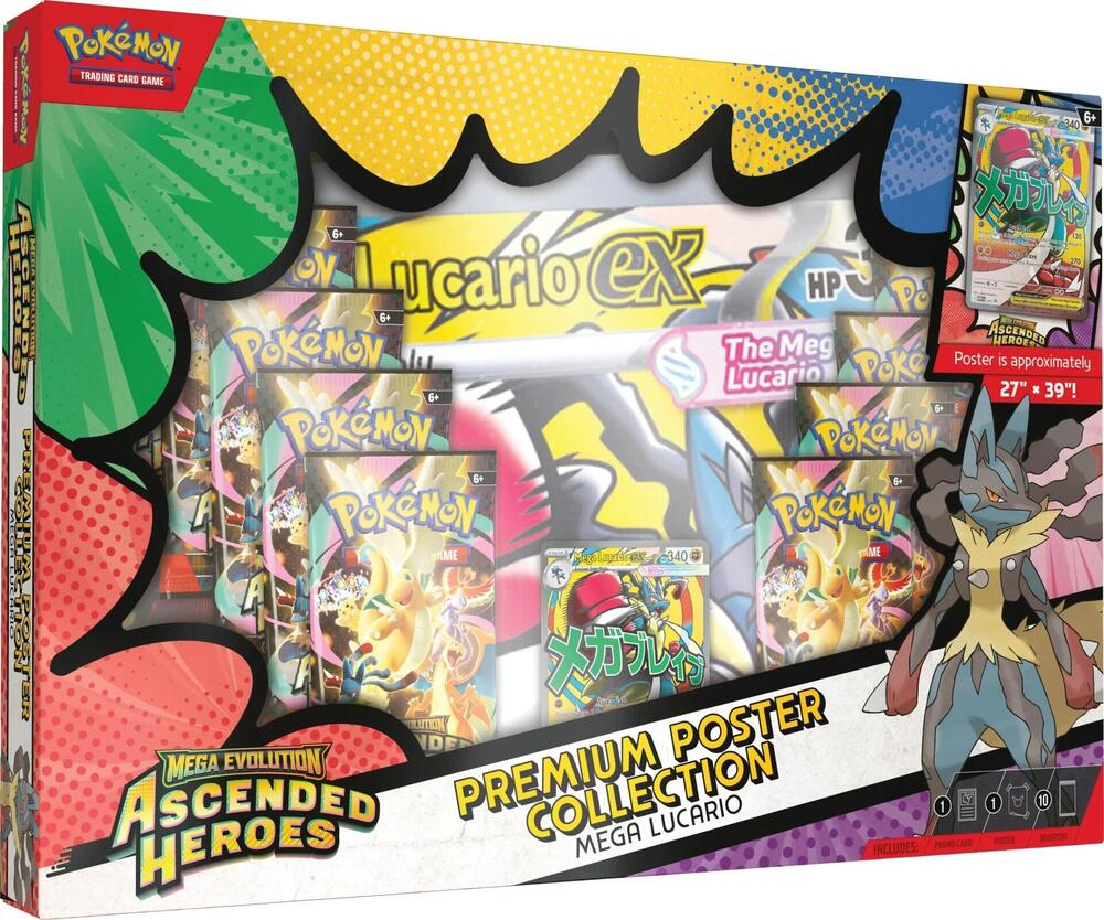 Pokémon TCG: Ascended Heroes - Premium Poster Collection - Mega Lucario (10 Booster Packs + Promo) - Ingles
