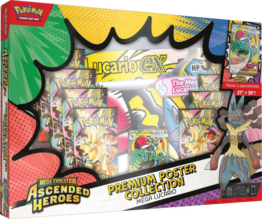 Pokémon TCG: Ascended Heroes - Premium Poster Collection - Mega Lucario (10 Booster Packs + Promo) - Ingles