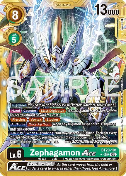Zephagamon ACE (Gold Border) - Advanced Booster Digimon Generation - Secret Rare - BT20-101 SEC