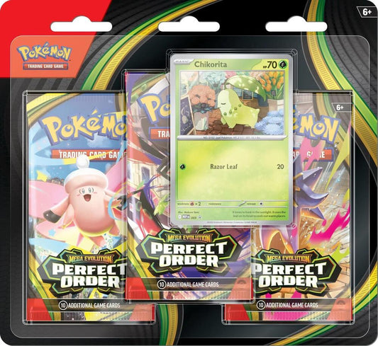 3 Pack Blister [Chikorita] - ME03: Perfect Order (POR) Español - Spanish