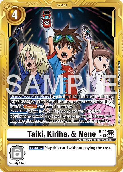 Taiki, Kiriha, & Nene (Gold Border) - Advanced Booster Digimon Generation - Rare - BT11-095 R
