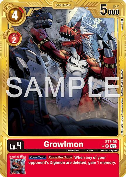 Growlmon - ST7-05 (Gold Border) - Advanced Booster Digimon Generation - Rare - ST7-05 R