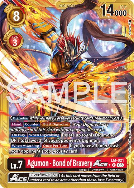 Agumon - Bond of Bravery ACE (Gold Border) - Advanced Booster Digimon Generation - Promo - LM-021 P