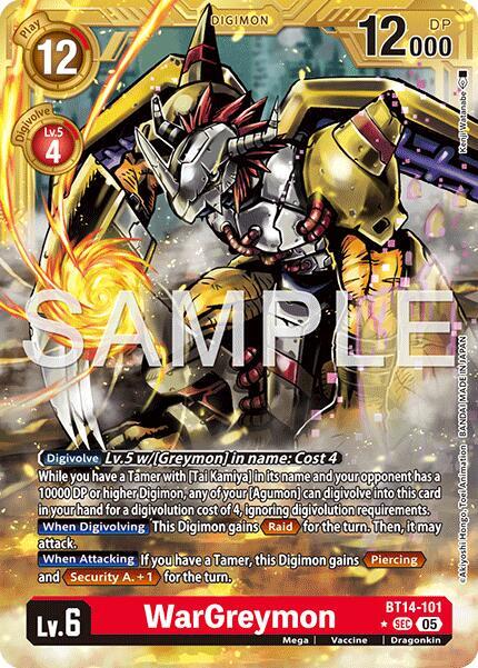 WarGreymon - BT14-101 (Gold Border) - Advanced Booster Digimon Generation - Secret Rare - BT14-101 SEC