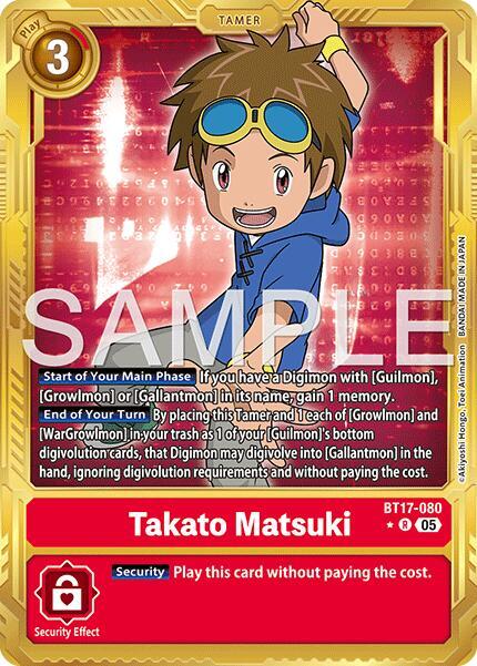 Takato Matsuki - BT17-080 (Gold Border) - Advanced Booster Digimon Generation - Rare - BT17-080 R