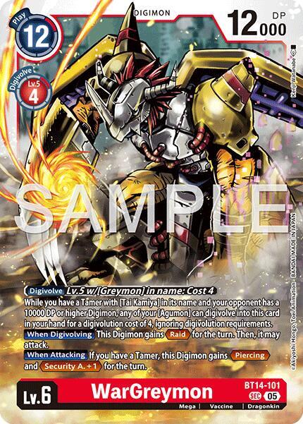 WarGreymon - BT14-101 (Reprint) - Advanced Booster Digimon Generation - Secret Rare - BT14-101 SEC