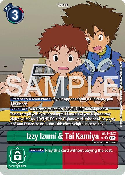 Izzy Izumi & Tai Kamiya (Alternate Art) - Advanced Booster Digimon Generation - Rare - AD1-022