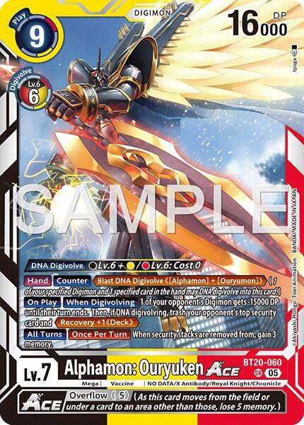 Alphamon: Ouryuken ACE (Reprint) - Advanced Booster Digimon Generation - Super Rare - BT20-060 SR