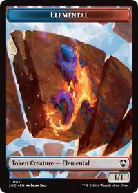 Elemental (0021) // Phyrexian Myr Double-Sided Token - Commander: Secrets of Strixhaven - T - 21 // 8