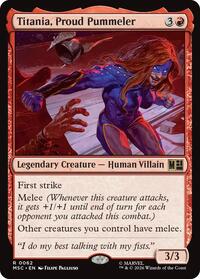Titania, Proud Pummeler (Surge Foil) - Commander: Marvel Super Heroes - R - 62