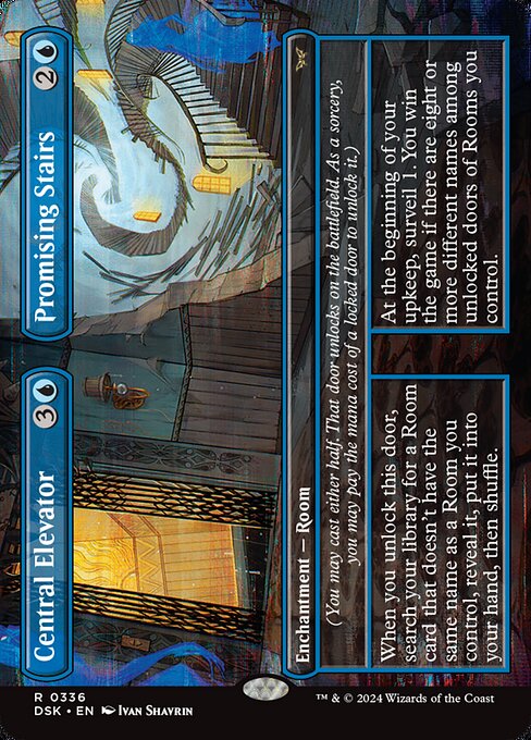 Central Elevator // Promising Stairs (Borderless) - Duskmourn: House of Horror - R - 336