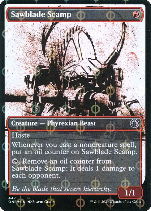 Sawblade Scamp (Showcase) (Step-and-Compleat Foil) - Phyrexia: All Will Be One - C - 447