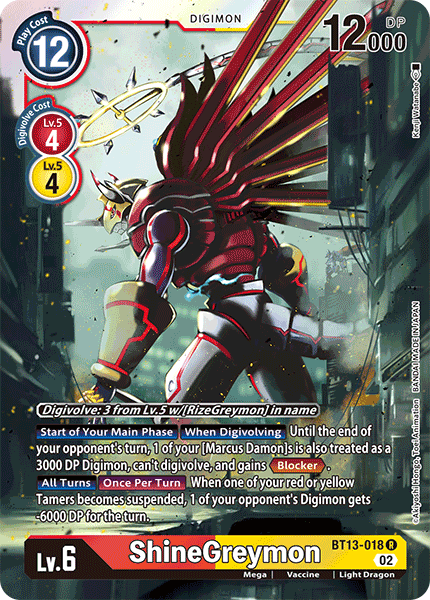 ShineGreymon - Versus Royal Knight Booster - Rare - BT13-018 R