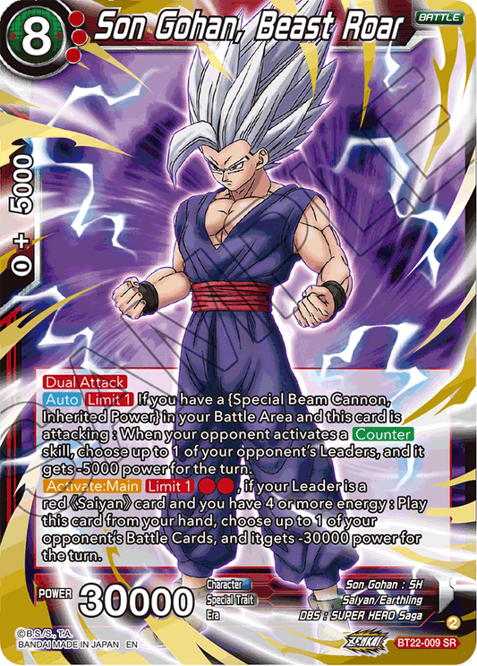 Son Gohan, Beast Roar - Critical Blow - Super Rare - BT22-009