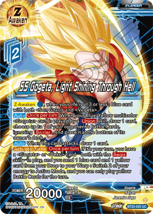 SS Gogeta, Light Shining Through Hell - Critical Blow - Uncommon - BT22-033