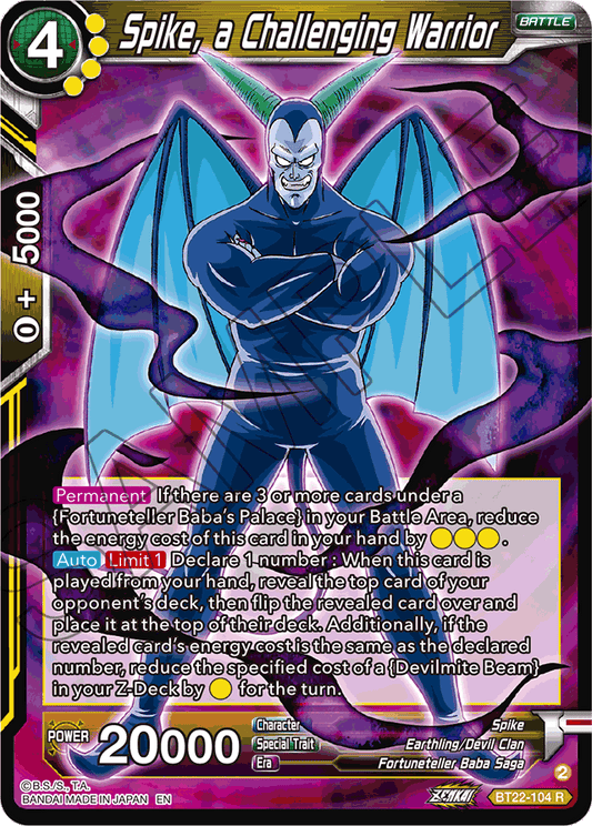 Spike, a Challenging Warrior - Critical Blow - Rare - BT22-104