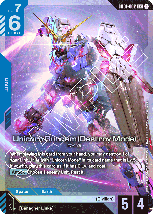 Unicorn Gundam (Destroy Mode) - Newtype Rising - Legend Rare - GD01-002