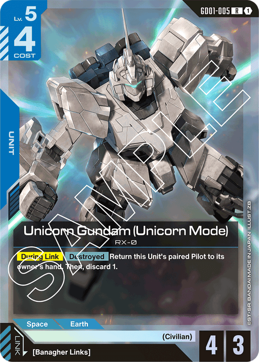Unicorn Gundam (Unicorn Mode) - Newtype Rising - Rare - GD01-005