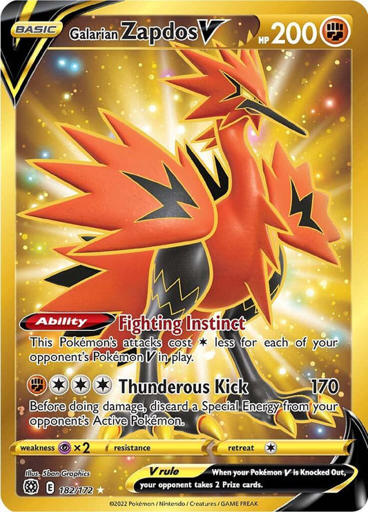 Galarian Zapdos V (Secret) - SWSH09: Brilliant Stars - Secret Rare - 182/172