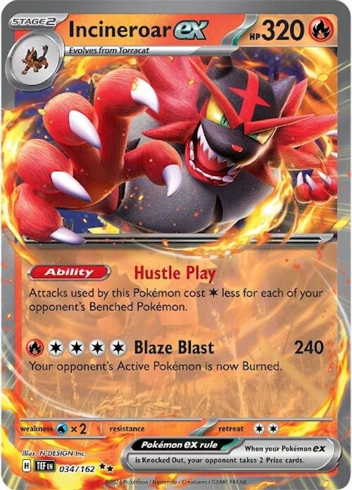 Incineroar ex - 034/162 - SV05: Temporal Forces - Double Rare - 034/162
