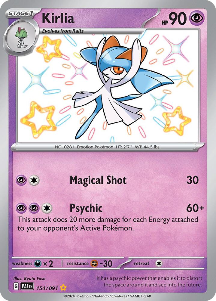Kirlia - 154/091 - SV: Paldean Fates - Shiny Rare - 154/091