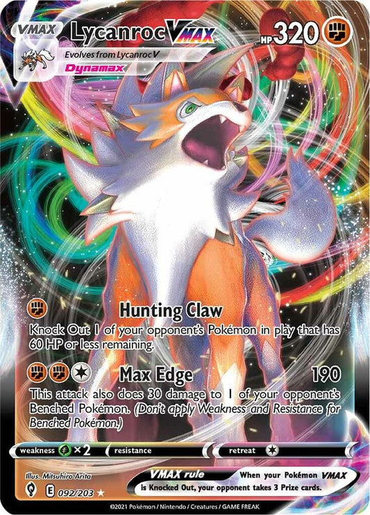 Lycanroc VMAX - SWSH07: Evolving Skies - Ultra Rare - 092/203