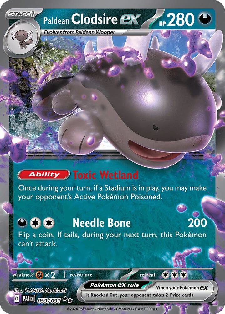 Paldean Clodsire ex - 059/091 - SV: Paldean Fates - Double Rare - 059/091