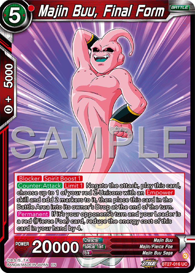 Majin Buu, Final Form - History of Z - Uncommon - BT27-016