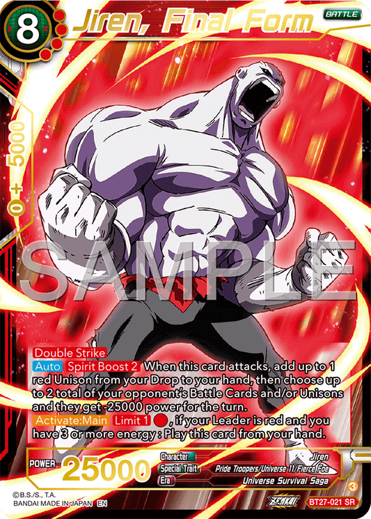 Jiren, Final Form - History of Z - Super Rare - BT27-021