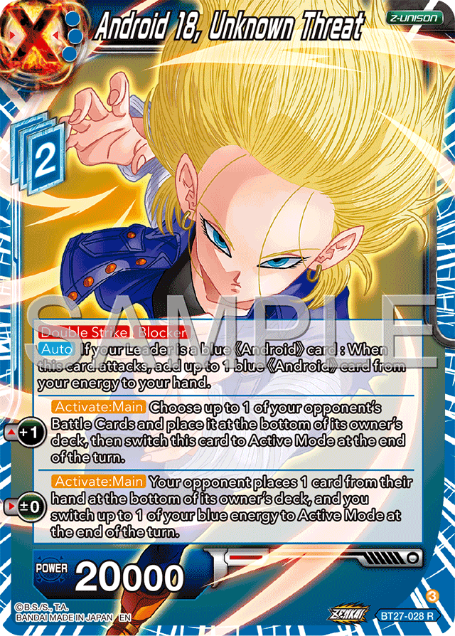 Android 18, Unknown Threat - History of Z - Rare - BT27-028
