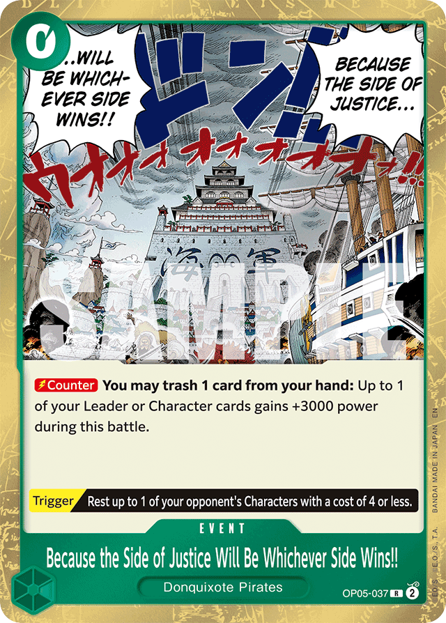 Because the Side of Justice Will Be Whichever Side Wins!! (Reprint) - Premium Booster -The Best- Vol. 2 - R - OP05-037
