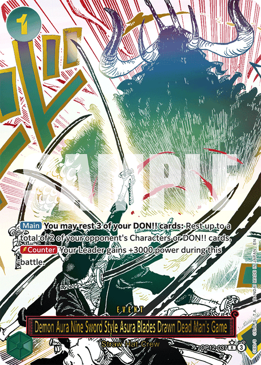 Demon Aura Nine Sword Style Asura Blades Drawn Dead Man's Game (Alternate Art) - Legacy of the Master - R - OP12-037