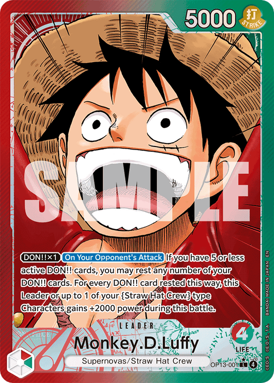 Monkey.D.Luffy (001) (Alternate Art) - Carrying On His Will - L - OP13-001