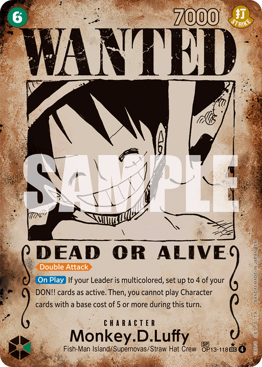 Monkey.D.Luffy (118) (Wanted Poster) - Carrying On His Will - SEC - OP13-118