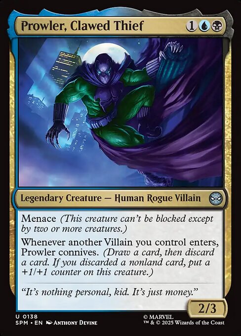 Prowler, Clawed Thief (Surge Foil) - Commander: Marvel Super Heroes - U - 186