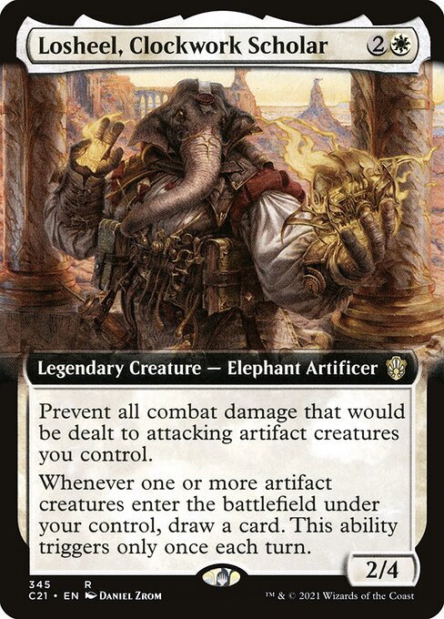 Losheel, Clockwork Scholar (Extended Art) - Commander 2021 - R - 345
