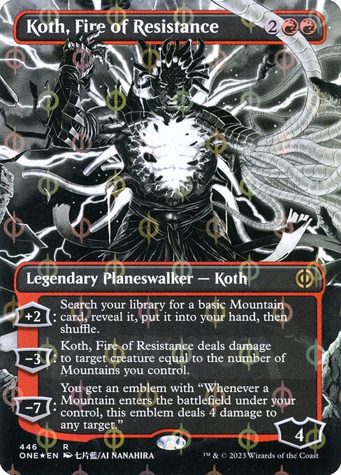 Koth, Fire of Resistance (Borderless) (Step-and-Compleat Foil) - Phyrexia: All Will Be One - R - 446