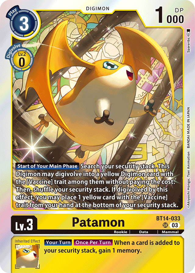 Patamon - Blast Ace - Super Rare - BT14-033 SR