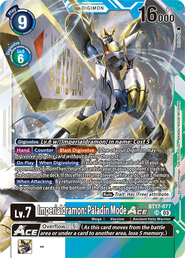 Imperialdramon: Paladin Mode ACE - Secret Crisis - Super Rare - BT17-077 SR