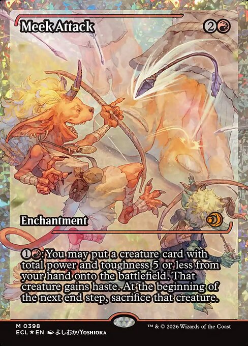 Meek Attack (0398) (Showcase) (Fracture Foil) - Lorwyn Eclipsed - M - 398