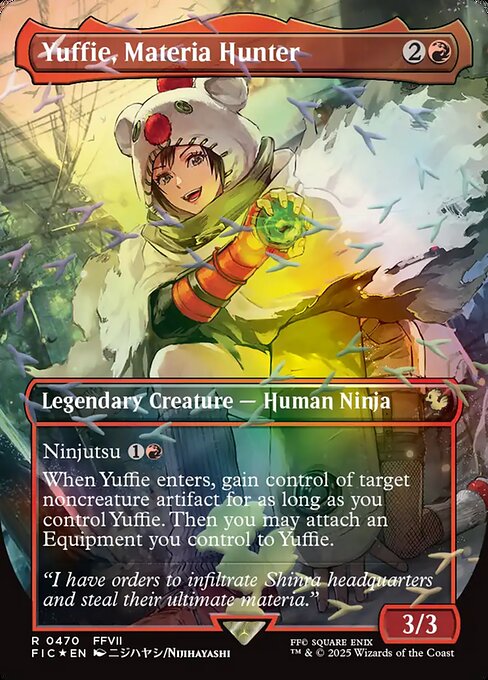 Yuffie, Materia Hunter (Borderless) (Chocobo Track Foil) - Commander: FINAL FANTASY - R - 470