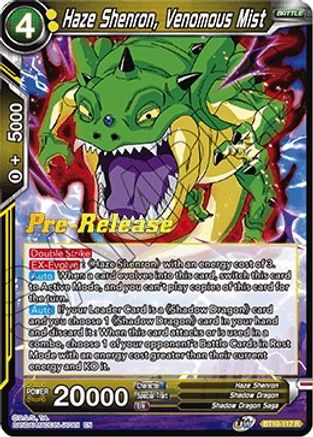 Haze Shenron, Venomous Mist - Rise of the Unison Warrior Pre-Release Cards - Rare - BT10-117