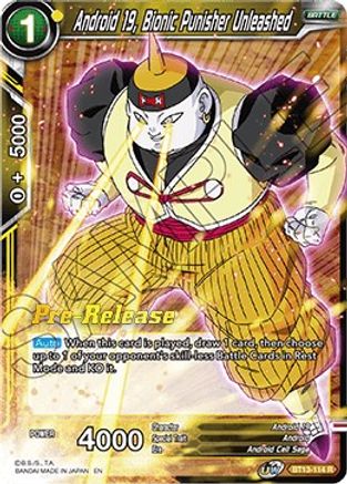 Android 19, Bionic Punisher Unleashed - Supreme Rivalry Pre-Release Cards - Rare - BT13-114