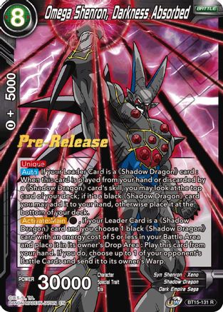 Omega Shenron, Darkness Absorbed - Saiyan Showdown Pre-Release Cards - Rare - BT15-131