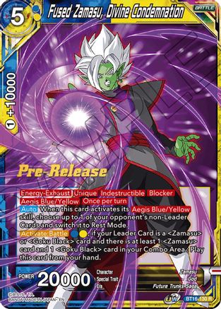 Fused Zamasu, Divine Condemnation - Realm of the Gods Pre-Release Cards - Rare - BT16-130