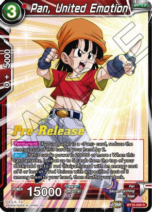 Pan, United Emotion - Dawn of the Z-Legends Pre-Release Cards - Rare - BT18-009